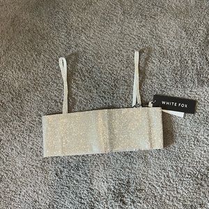 White Fox silver crop top, size xs/small